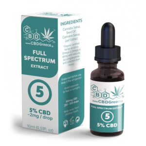 CBDGreece Σταγόνες Ελαίου 5% CBD 500mg Full Spectrum 10ml
