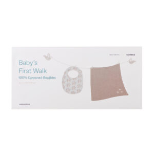 Korres Baby's First Walk Set με Μουσελίνα Φασκιώματος & Σαλιάρα από 100% Οργανικό Βαμβάκι