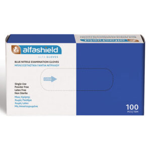Alfashield Εξεταστικά Γάντια Νιτριλίου μιας Χρήσης Χωρίς Πούδρα Μπλε Small 100τμχ