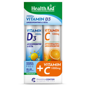Health Aid Promo Pack Vitamin D3 2000iu Πορτοκάλι 20eff.tabs + Vitamin C 1000mg Πορτοκάλι 20eff.tabs