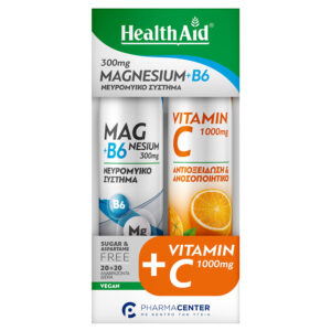 Health Aid Promo Pack Magnesium 300mg + B6 20eff.tabs + Vitamin C 1000mg Πορτοκάλι 20eff.tabs