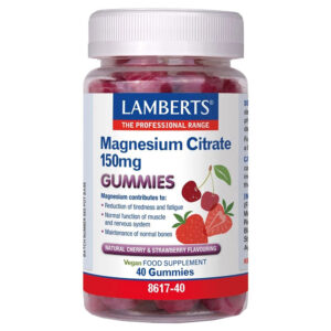 Lamberts Magnesium Citrate 150mg Gummies με Γεύση Φράουλα και Κεράσι 40τμχ