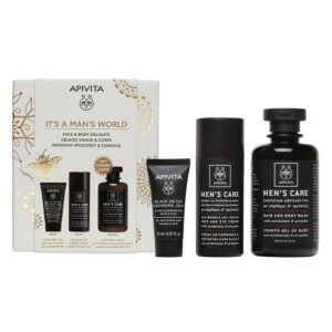 Apivita Promo Pack Men's Care Face Cream 50ml, Black Detox Cleansing Gel 50ml & ΔΩΡΟ Men's Care Hair-Body Wash 250ml